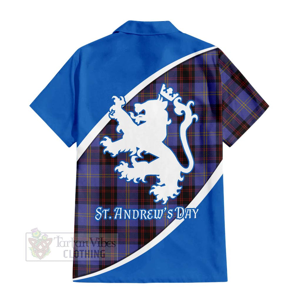 Tartan Vibes Clothing Rutherford Family Crest Tartan Short Sleeve Button Shirt Celebrate Saint Andrew's Day in Style