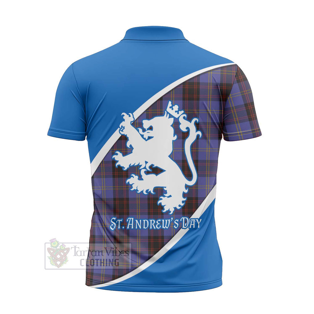 Tartan Vibes Clothing Rutherford Family Crest Tartan Zipper Polo Shirt Celebrate Saint Andrew's Day in Style