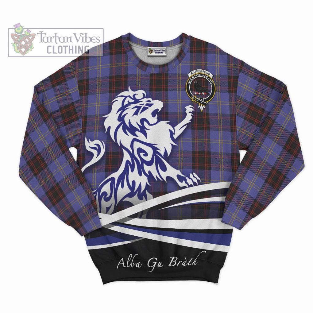 Rutherford Tartan Sweatshirt with Alba Gu Brath Regal Lion Emblem - Tartanvibesclothing Shop