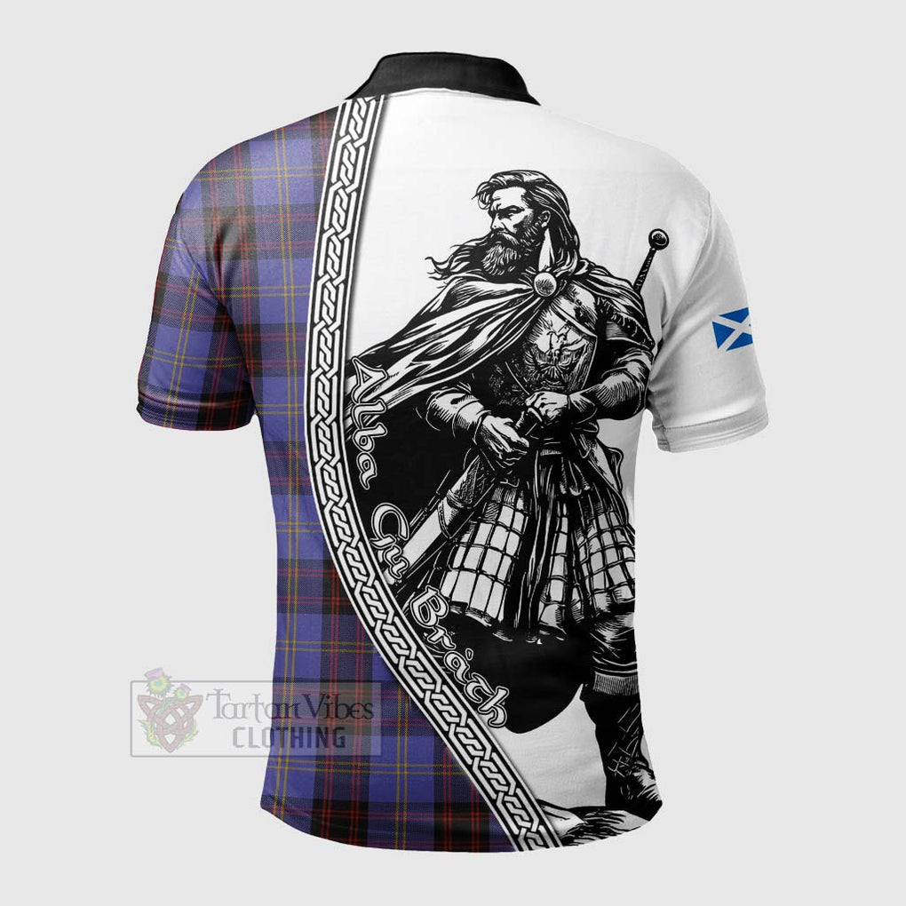 Tartan Vibes Clothing Rutherford Tartan Clan Crest Polo Shirt with Highlander Warrior Celtic Style