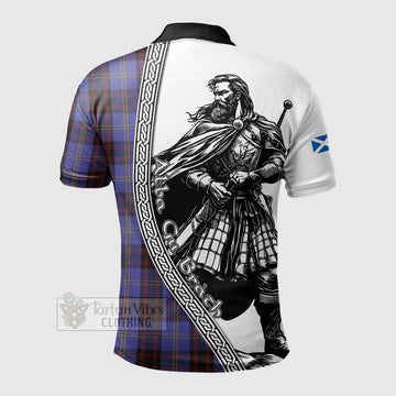 Rutherford Tartan Clan Crest Polo Shirt with Highlander Warrior Celtic Style