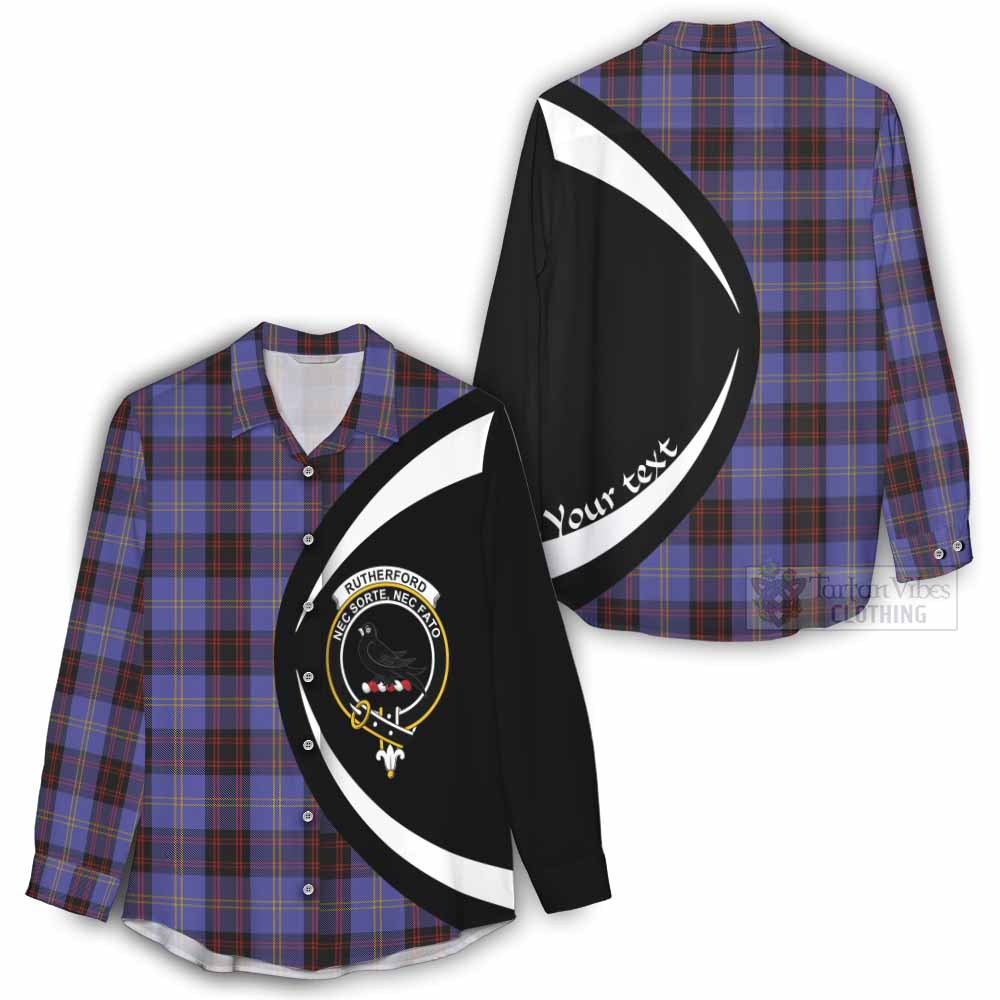 Tartan Vibes Clothing Rutherford Tartan Women's Casual Shirt with Family Crest Circle Style