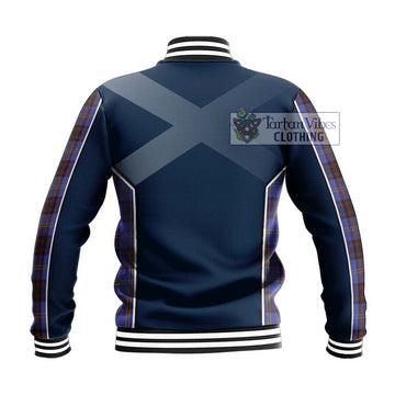 Rutherford Tartan Baseball Jacket with Family Crest and Lion Rampant Vibes Sport Style