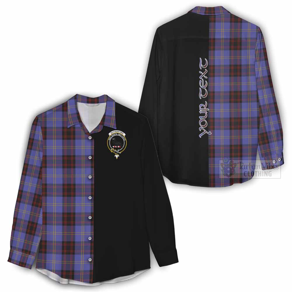 Tartan Vibes Clothing Rutherford Tartan Women's Casual Shirt with Family Crest and Half Of Me Style