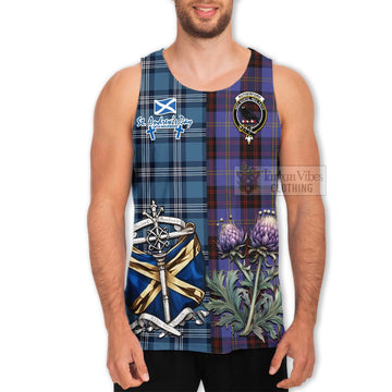 Rutherford Tartan Men's Tank Top Happy St. Andrew's Day Half Tartan Style