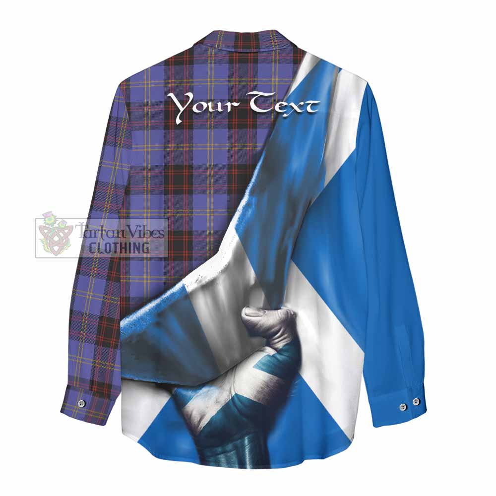 Tartan Vibes Clothing Rutherford Tartan Women's Casual Shirt with Family Crest Scotland Patriotic Style