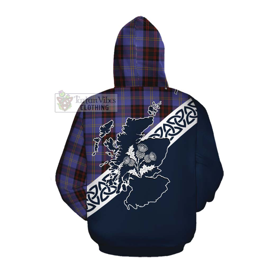 Tartan Vibes Clothing Rutherford Tartan Cotton Hoodie Featuring Thistle and Scotland Map