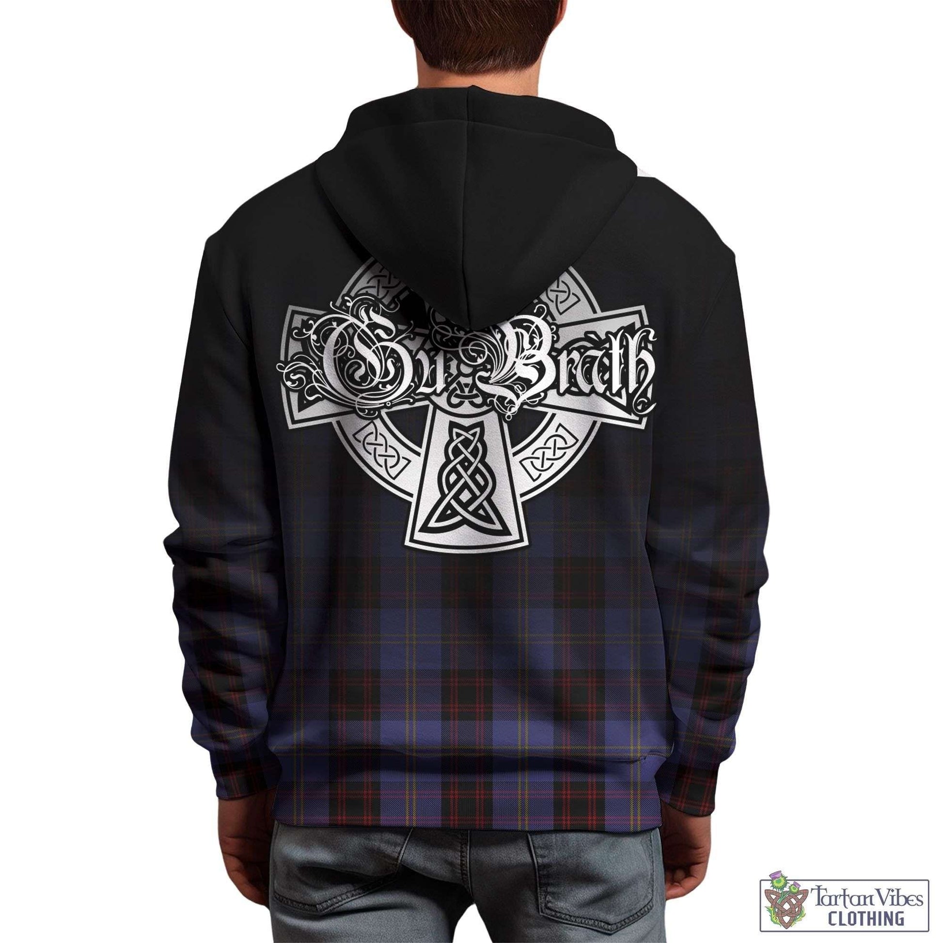 Tartan Vibes Clothing Rutherford Tartan Hoodie Featuring Alba Gu Brath Family Crest Celtic Inspired