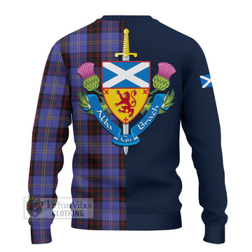 Rutherford Tartan Ugly Sweater with Scottish Lion Royal Arm Half Style