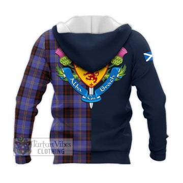 Rutherford Tartan Knitted Hoodie Alba with Scottish Lion Royal Arm Half Style