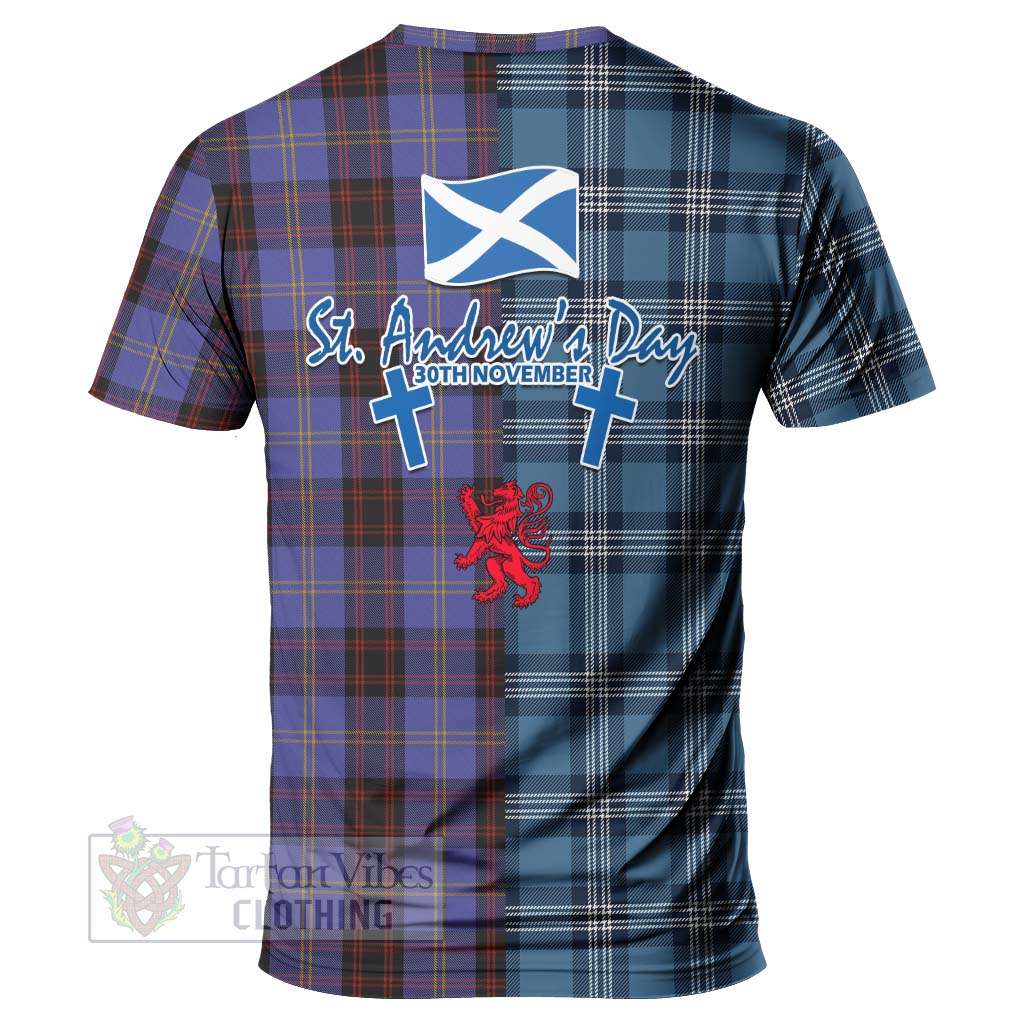 Tartan Vibes Clothing Rutherford Tartan T-Shirt Happy St. Andrew's Day Half Tartan Style