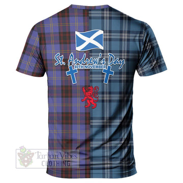 Rutherford Tartan T-Shirt Happy St. Andrew's Day Half Tartan Style