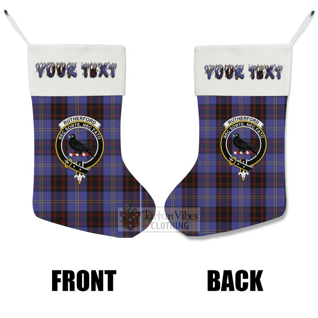 Tartan Vibes Clothing Rutherford Tartan Family Crest Christmas Stocking with Personalized Text