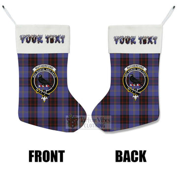 Rutherford Tartan Family Crest Christmas Stocking with Personalized Text