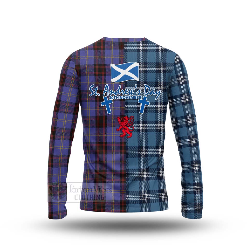 Tartan Vibes Clothing Rutherford Tartan Long Sleeve T-Shirt Happy St. Andrew's Day Half Tartan Style