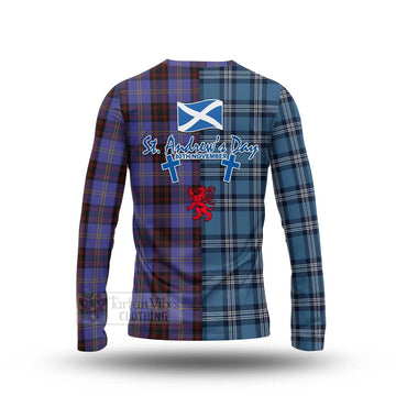 Rutherford Tartan Long Sleeve T-Shirt Happy St. Andrew's Day Half Tartan Style