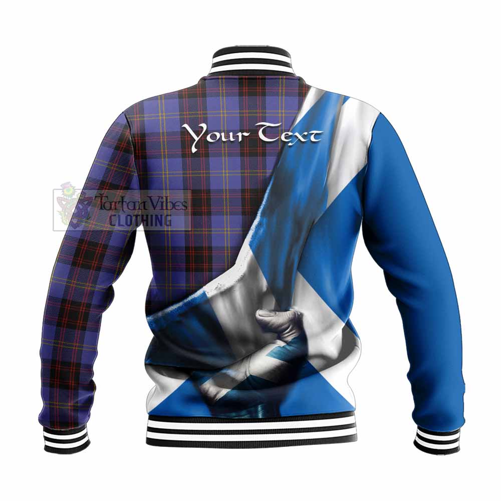 Tartan Vibes Clothing Rutherford Tartan Baseball Jacket with Family Crest Scotland Patriotic Style