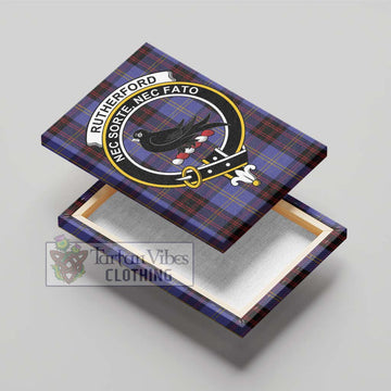 Rutherford Tartan Canvas Print Wall Art with Family Crest