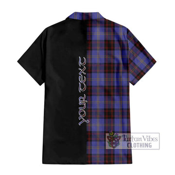 Rutherford Tartan Short Sleeve Button Shirt with Family Crest and Half Of Me Style