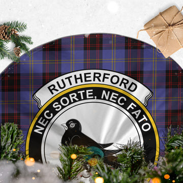 Rutherford Tartan Christmas Tree Skirt with Family Crest