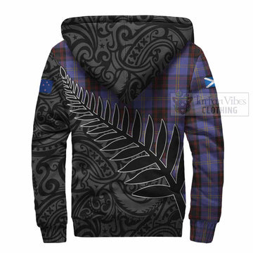 Rutherford Crest Tartan Sherpa Hoodie with New Zealand Silver Fern Half Style