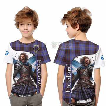 Rutherford Crest Tartan Kid T-Shirt Inspired by the Freedom of Scottish Warrior