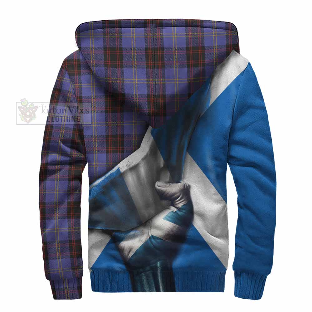 Tartan Vibes Clothing Rutherford Tartan Sherpa Hoodie with Family Crest Scotland Patriotic Style