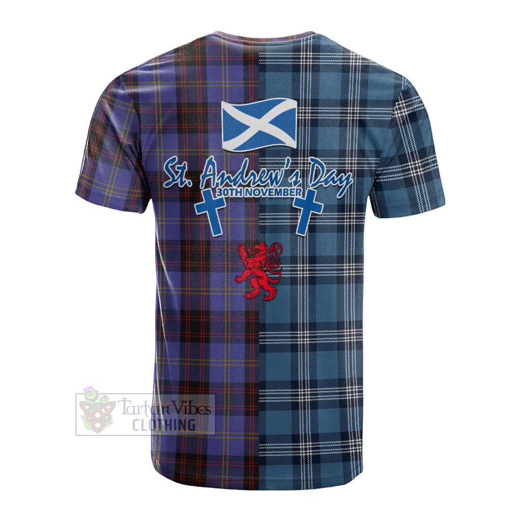 Tartan Vibes Clothing Rutherford Tartan Cotton T-shirt Happy St. Andrew's Day Half Tartan Style