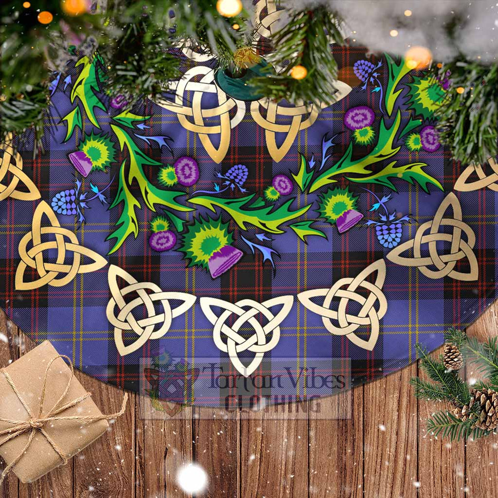 Tartan Vibes Clothing Rutherford Tartan Christmas Tree Skirt with Thistle Celtic Knot Style