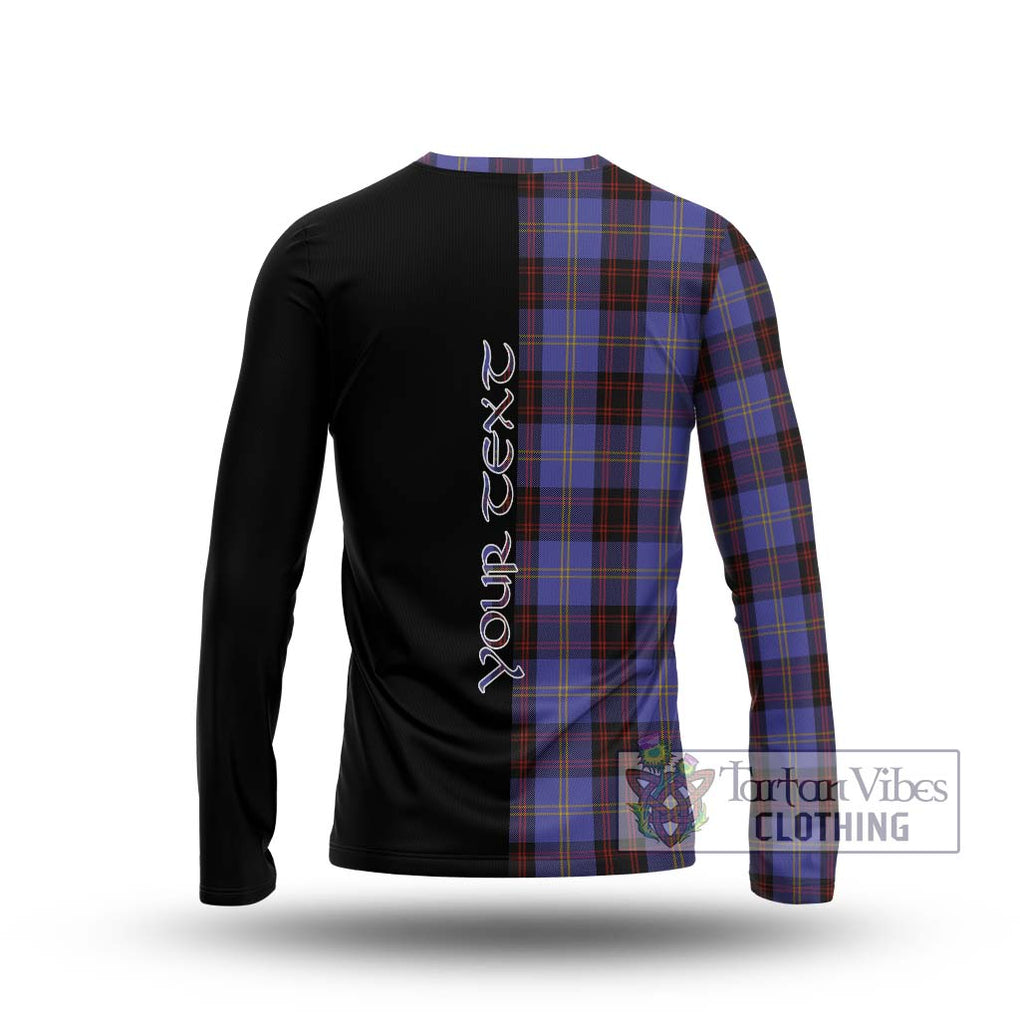 Rutherford Tartan Long Sleeve T-Shirt with Family Crest and Half Of Me Style - Tartanvibesclothing Shop