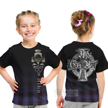 Rutherford Tartan Kid T-Shirt Featuring Alba Gu Brath Family Crest Celtic Inspired - Tartan Vibes Clothing