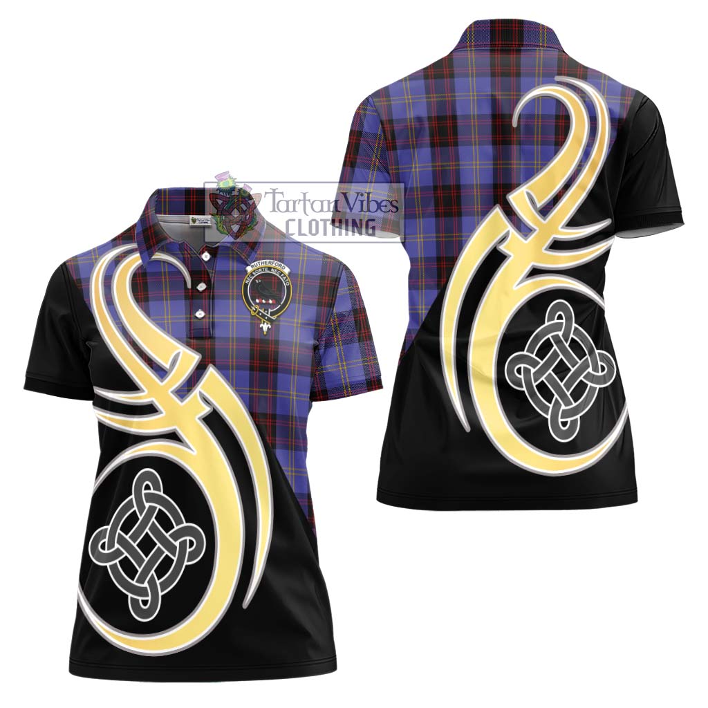 Rutherford Tartan Women's Polo Shirt with Family Crest and Celtic Symbol Style - Tartan Vibes Clothing