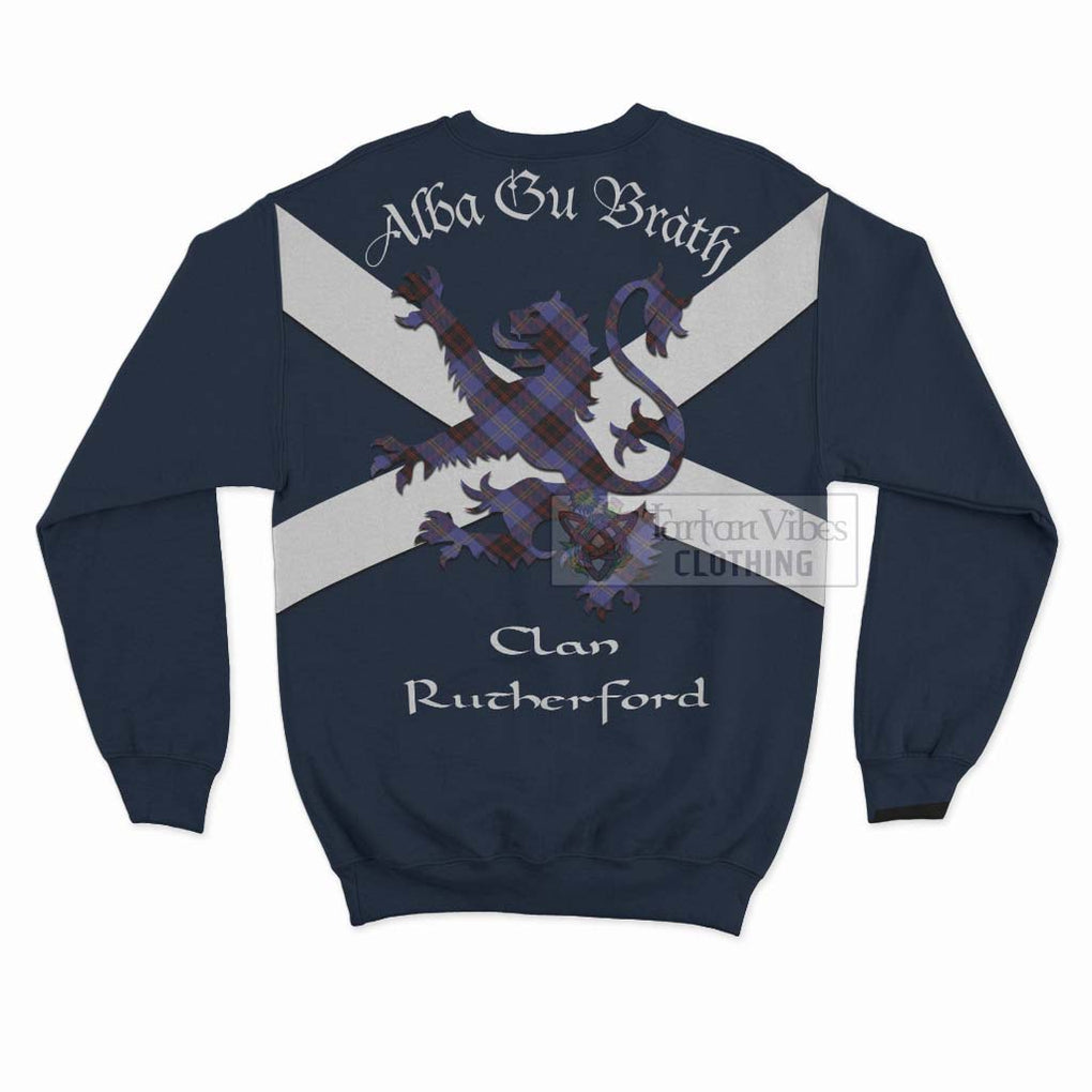 Tartan Vibes Clothing Rutherford Tartan Lion Rampant Sweatshirt – Proudly Display Your Heritage with Alba Gu Brath and Clan Name