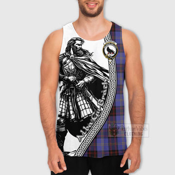 Rutherford Tartan Clan Crest Men's Tank Top with Highlander Warrior Celtic Style