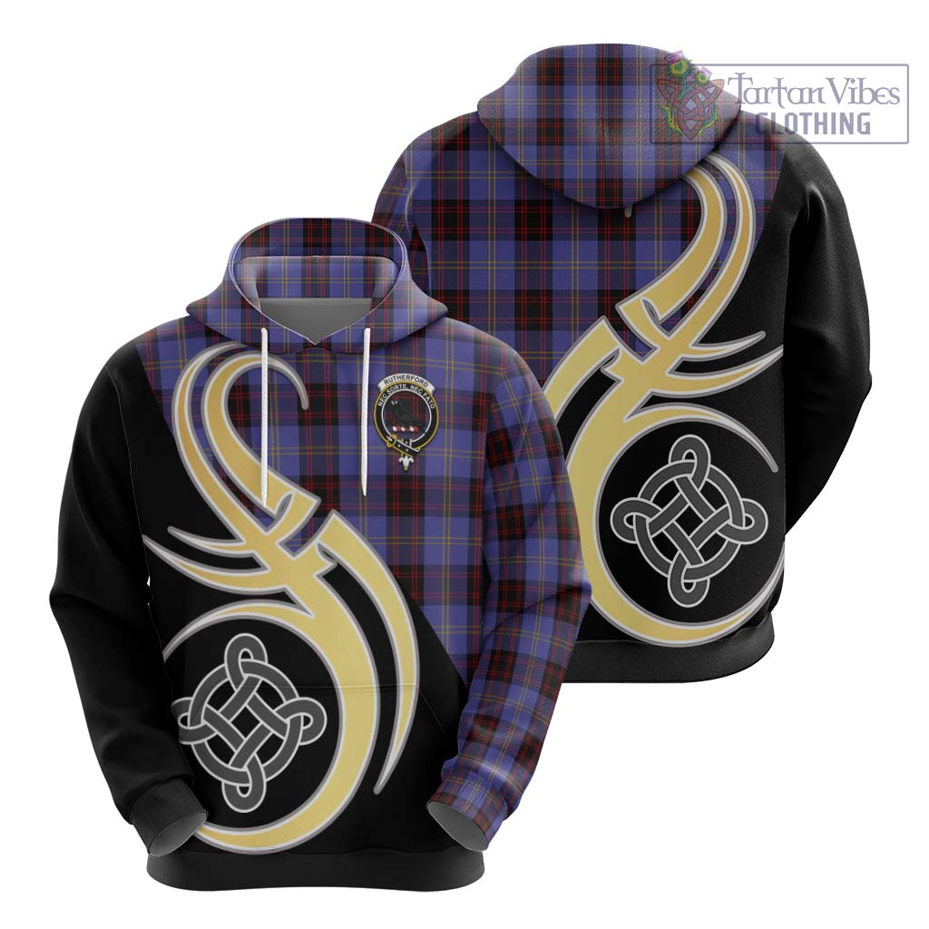 Tartan Vibes Clothing Rutherford Tartan Hoodie with Family Crest and Celtic Symbol Style