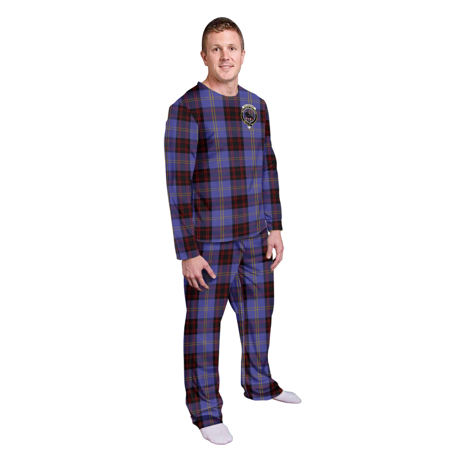 Rutherford Tartan Pajamas Family Set with Family Crest - Tartanvibesclothing