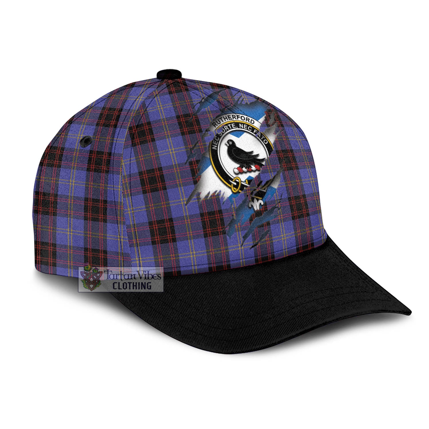 Tartan Vibes Clothing Rutherford Tartan Classic Cap with Family Crest In Me Style