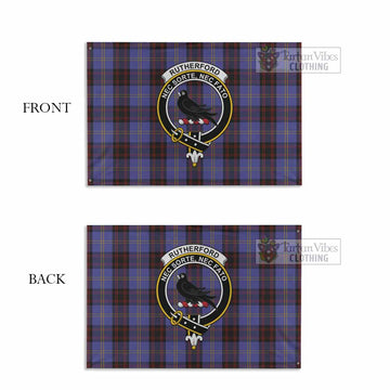 Rutherford Tartan House Flag with Family Crest - Tartan Vibes Clothing