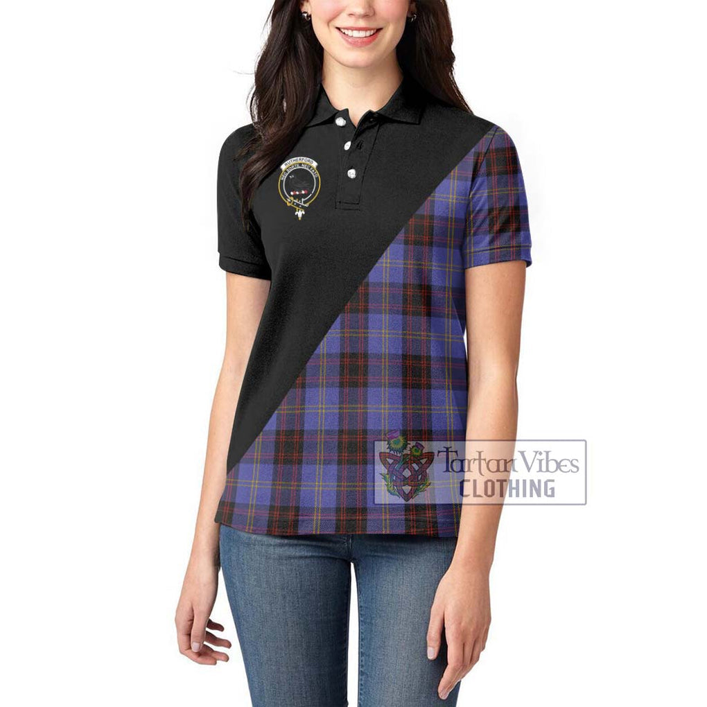 Rutherford Tartan Women's Polo Shirt with Family Crest and Military Logo Style - Tartanvibesclothing Shop