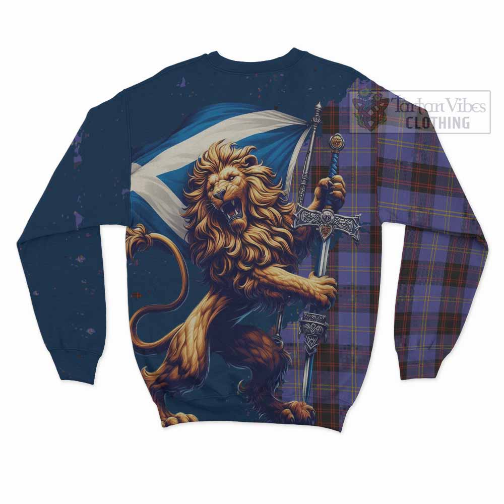 Tartan Vibes Clothing Rutherford Tartan Family Crest Sweatshirt with Scottish Majestic Lion