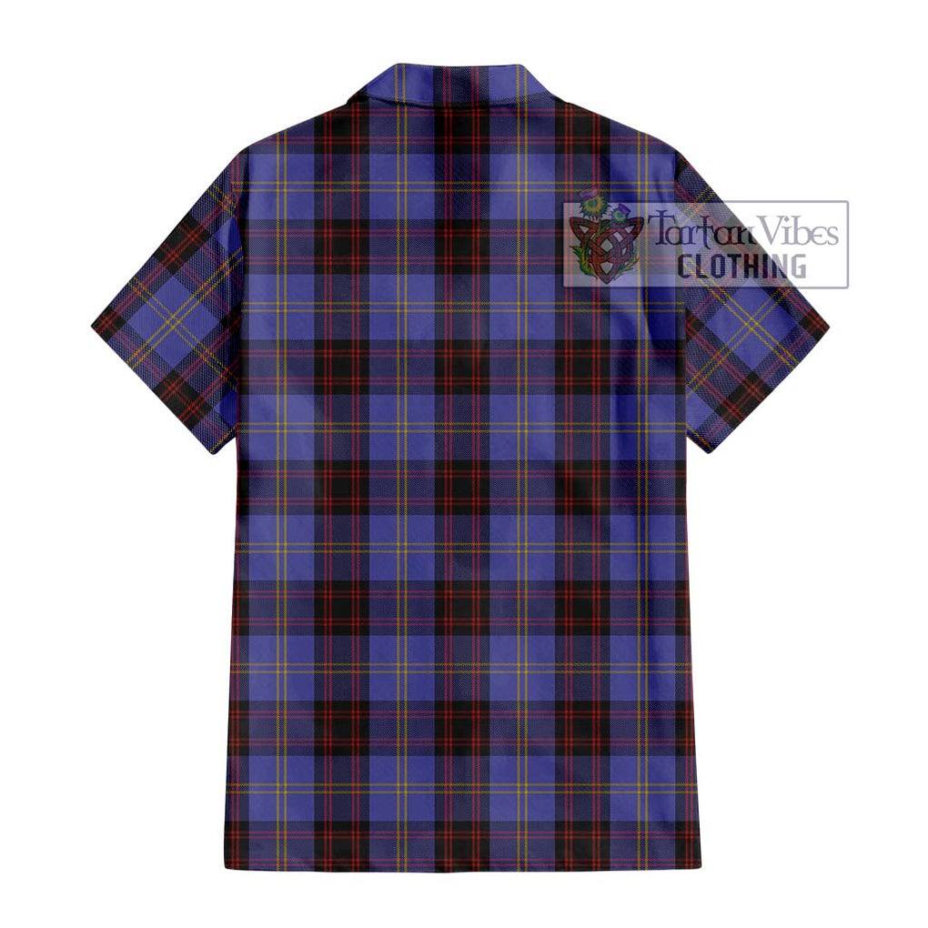 Rutherford Tartan Short Sleeve Button Shirt with Family Crest DNA In Me Style - Tartanvibesclothing Shop