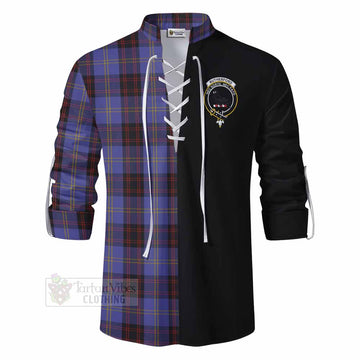 Rutherford Tartan Ghillie Kilt Shirt with Family Crest and Half Of Me Style