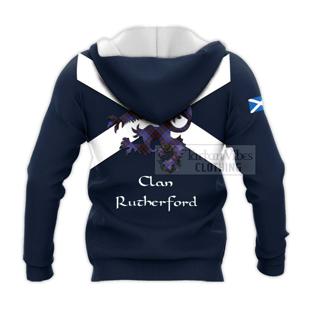 Tartan Vibes Clothing Rutherford Tartan Lion Rampant Knitted Hoodie – Proudly Display Your Heritage with Alba Gu Brath and Clan Name