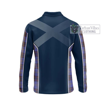 Rutherford Tartan Long Sleeve Polo Shirt with Family Crest and Lion Rampant Vibes Sport Style