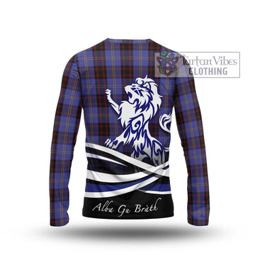 Rutherford Tartan Long Sleeve T-Shirt with Alba Gu Brath Regal Lion Emblem