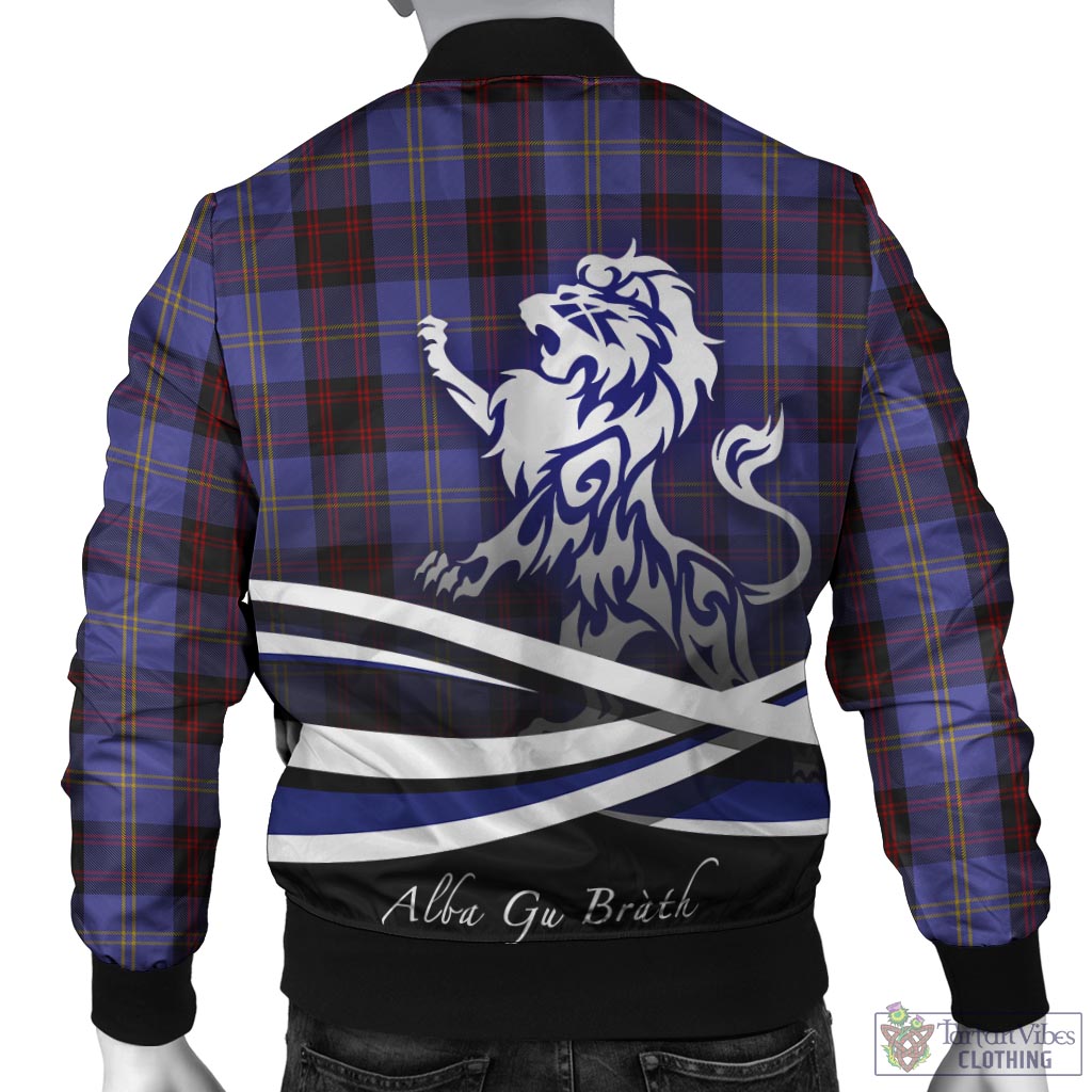 Tartan Vibes Clothing Rutherford Tartan Bomber Jacket with Alba Gu Brath Regal Lion Emblem