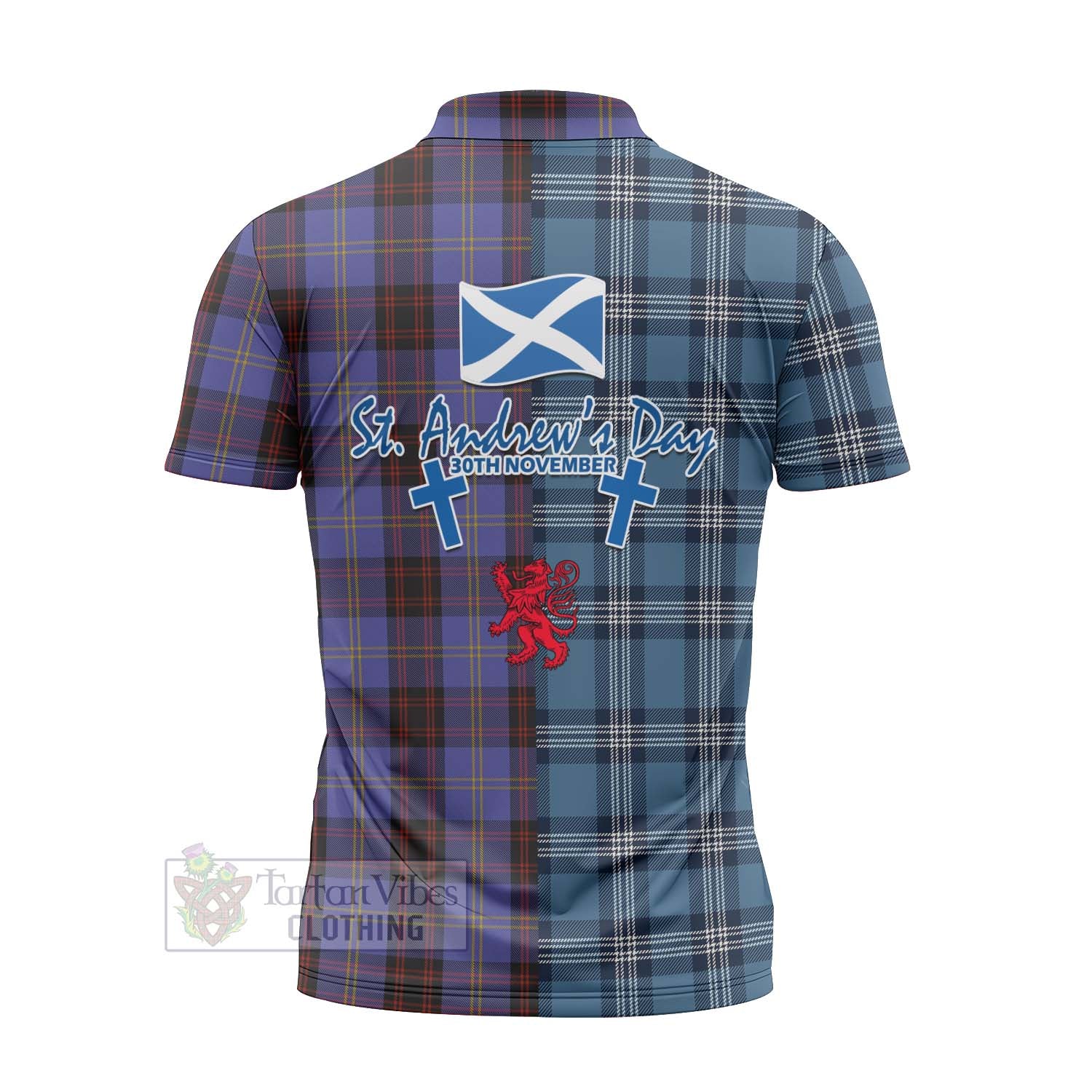 Tartan Vibes Clothing Rutherford Tartan Zipper Polo Shirt Happy St. Andrew's Day Half Tartan Style