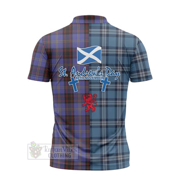 Rutherford Tartan Zipper Polo Shirt Happy St. Andrew's Day Half Tartan Style