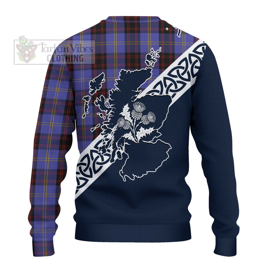 Tartan Vibes Clothing Rutherford Tartan Knitted Sweater Featuring Thistle and Scotland Map