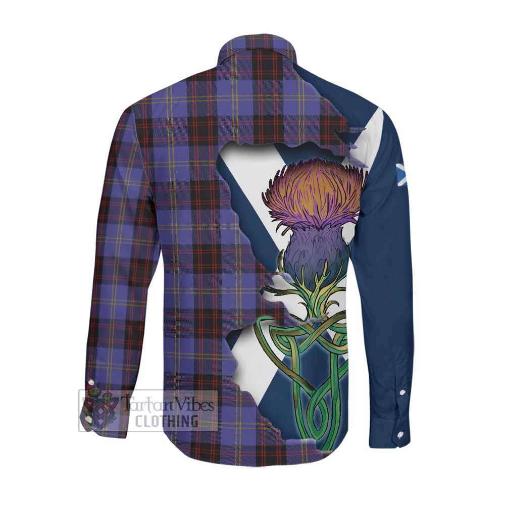 Rutherford Tartan Family Crest Long Sleeve Button Shirt Scottish Thistle Celtic Inspired Men's Shirt - Tartan Vibes Clothing